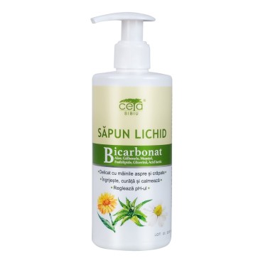 NOU:SAPUN LICHID CU BICARBONAT POMPITA 300 ML, aloe, galbenele, musetel, fosfolipide,glicerina, acid lactic -